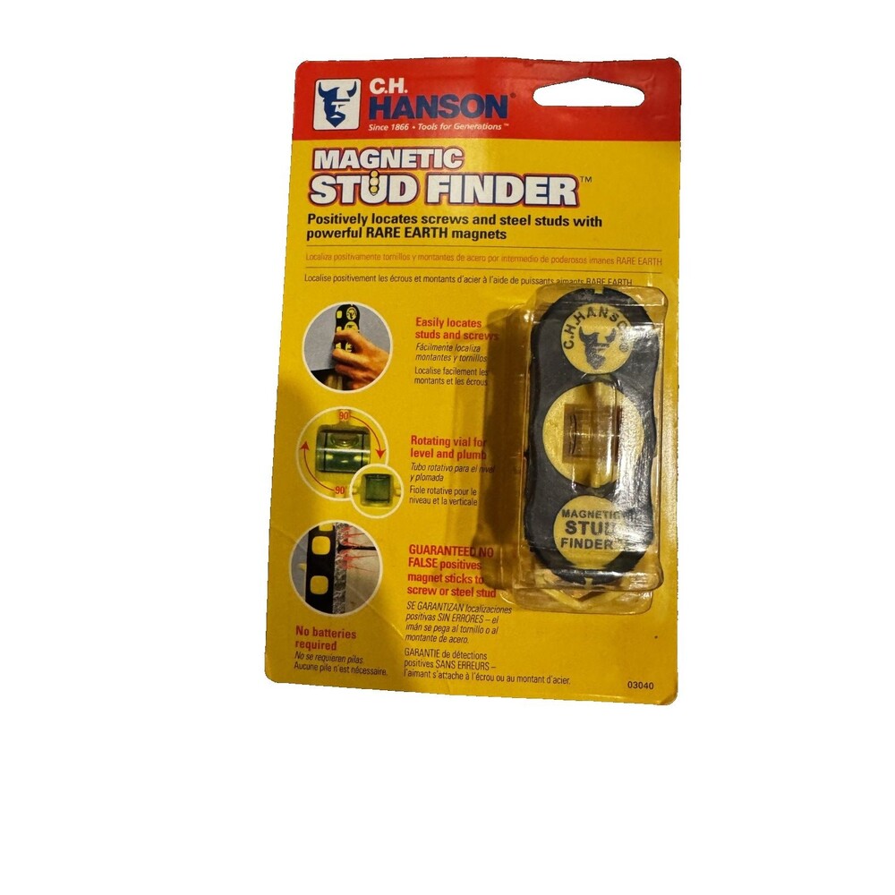 CH Hanson Magnetic Stud Finder Magnetic Wall Stud Locator NEW on Card